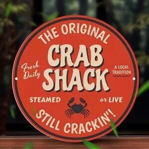Red Crab Shack Metal Sign NEW